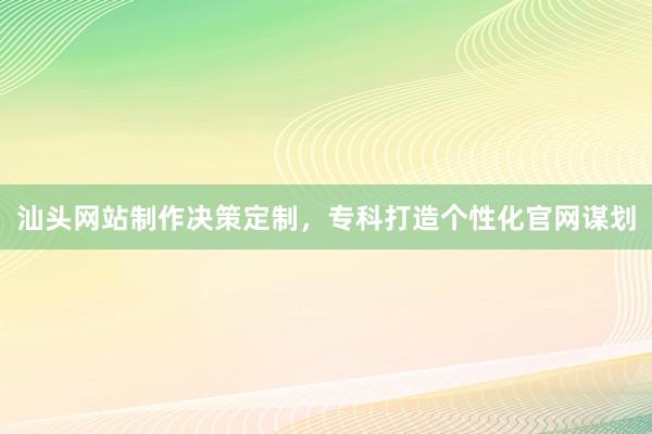 汕头网站制作决策定制，专科打造个性化官网谋划
